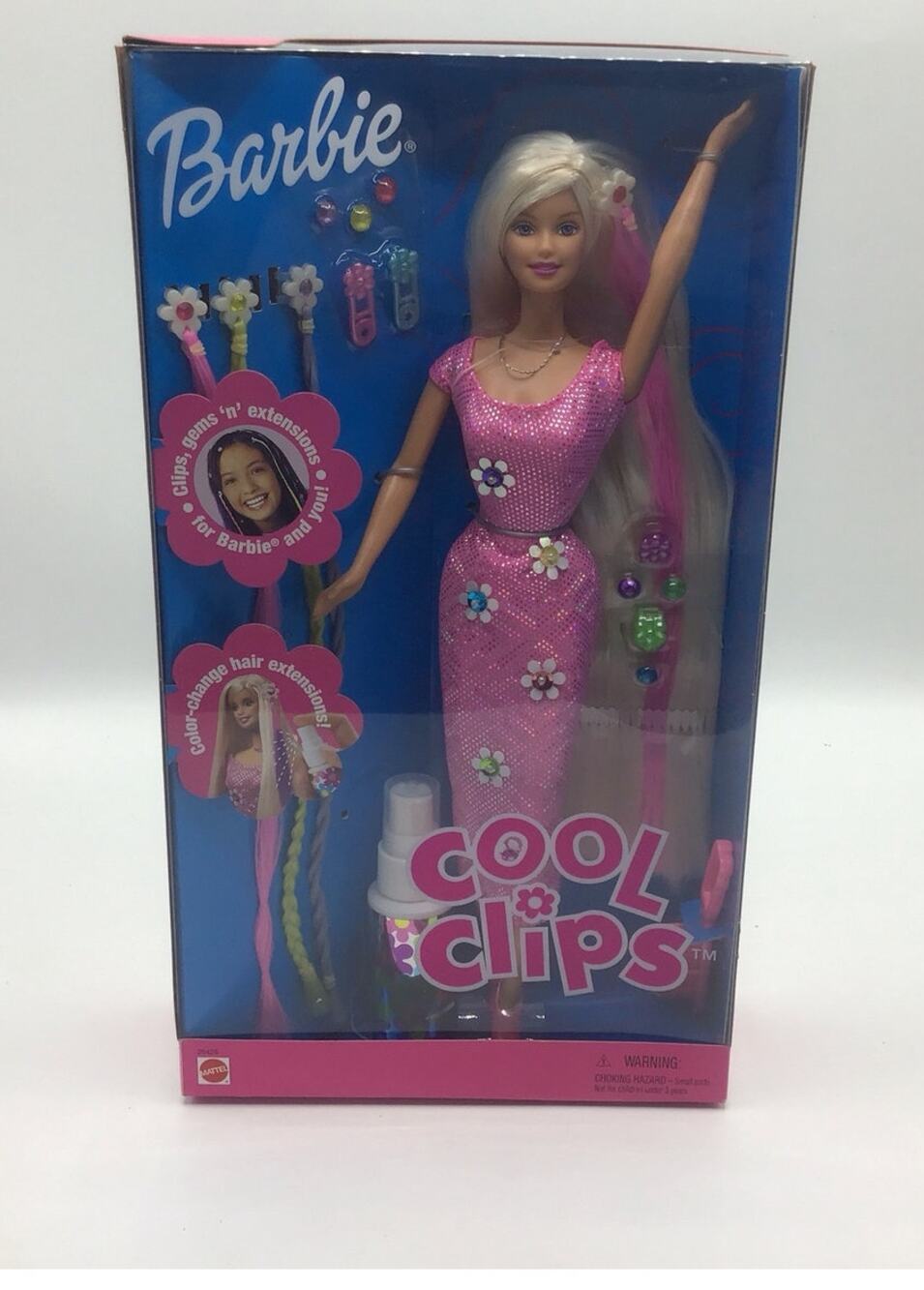 Vintage 1999 Cool Clips Barbie Doll 26425 Color Change Hair Play Mattel NIB NRFB